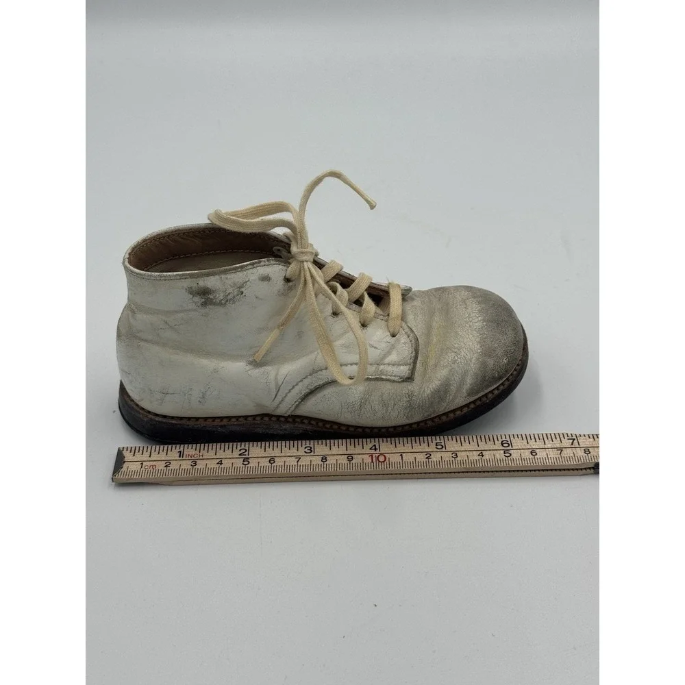 Antique Unisex Infant Toddler Baby Lace Right Shoe Leather Vintage